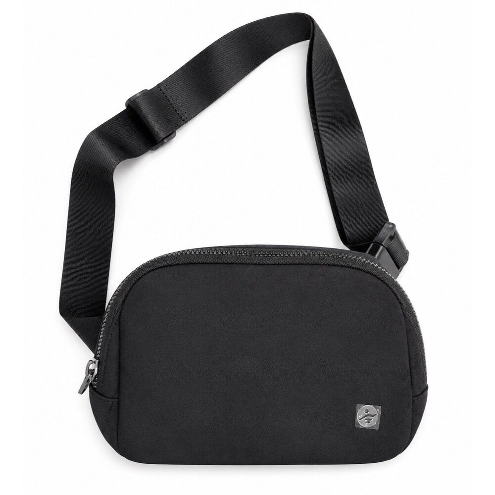 Halara NWT Black Crossbody Fanny Pack Adjustable Strap Mesh Pocket Bag  Small